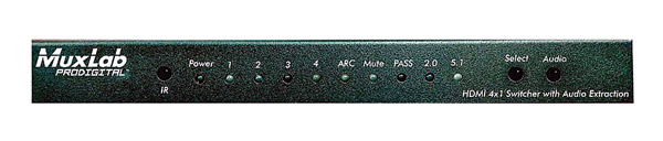 MUXLAB 500437 HDMI SWITCHER 4x1, HDCP 2.2, 4K/60, optical, stereo RCA phono, audio extraction