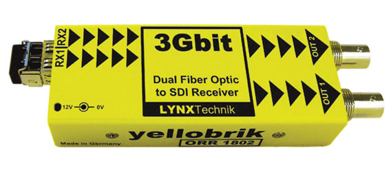 LYNX YELLOBRIK ORR 1802 FIBRE RECEIVER DUAL 3G/HD/SD-SDI, 2x SM LC, 1260-1620nm RX