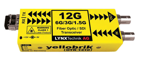 LYNX YELLOBRIK OTR 1410-LC FIBRE TRANSCEIVER 12G-4K UHD/6G/3G/1.5G-SDI, 2x SM LC, 1310nm TX, 10km