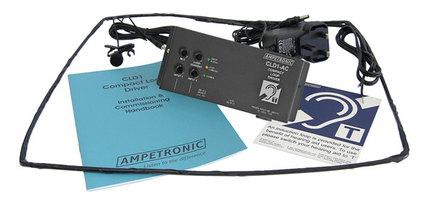 AMPETRONIC CLD1AC-CT LOOP DRIVER Compact, AC power, with tieclip microphone, with loop