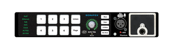 SONIFEX AVN-TB6 TALKBACK INTERCOM 6 button, AES67 AoIP, freestanding