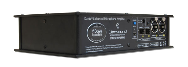 GLENSOUND DARK8MAI MKII MICROPHONE AMPLIFIER 8-input, mic/line, Dante/AES67, desktop