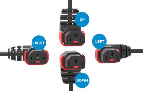 AC MAINS POWER LEADS - IEC-LOCK - Angled Connectors