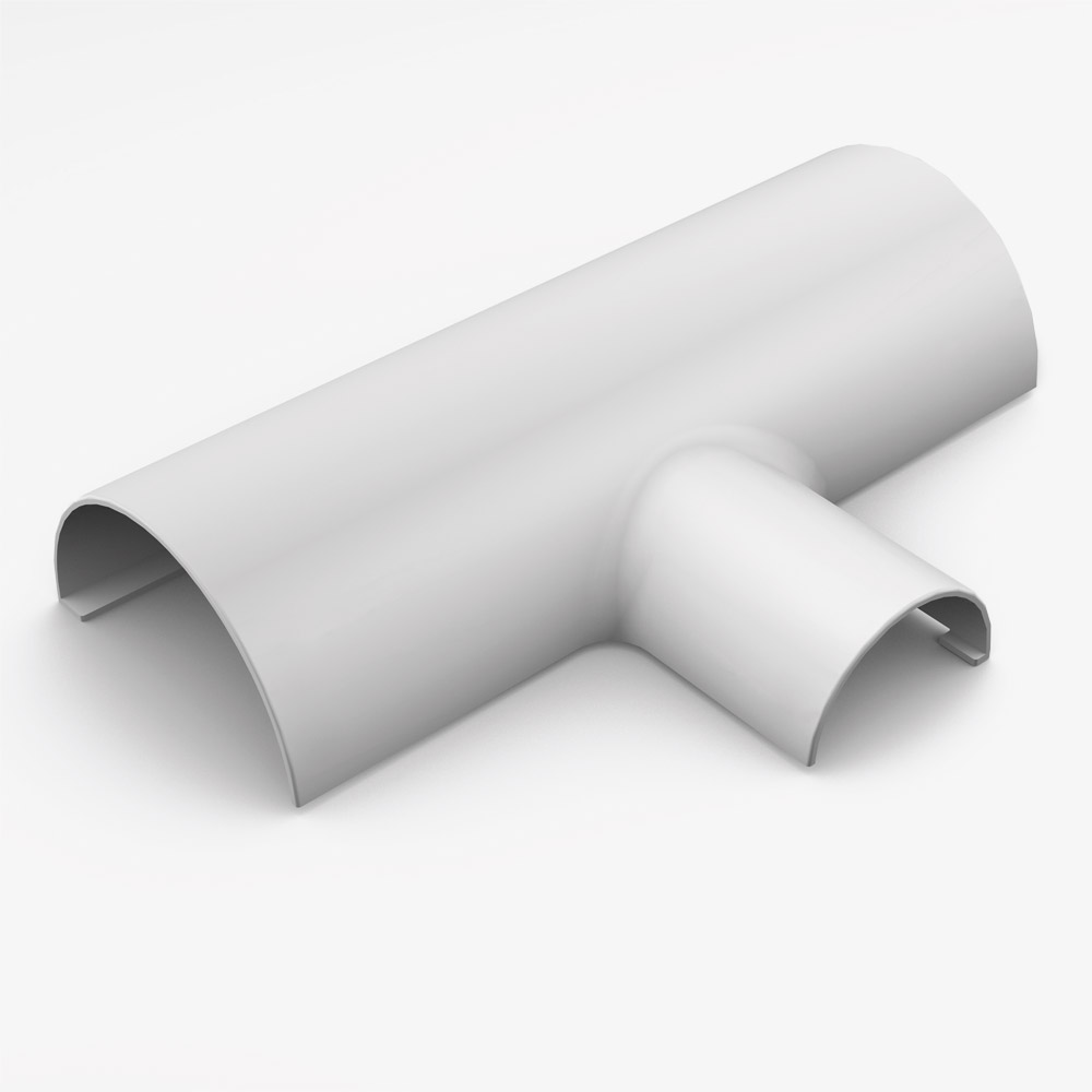 30mm x 15mm White Round D Trunking & Adapters–ADHESIVE BACKED–Cable Conduit Tube 