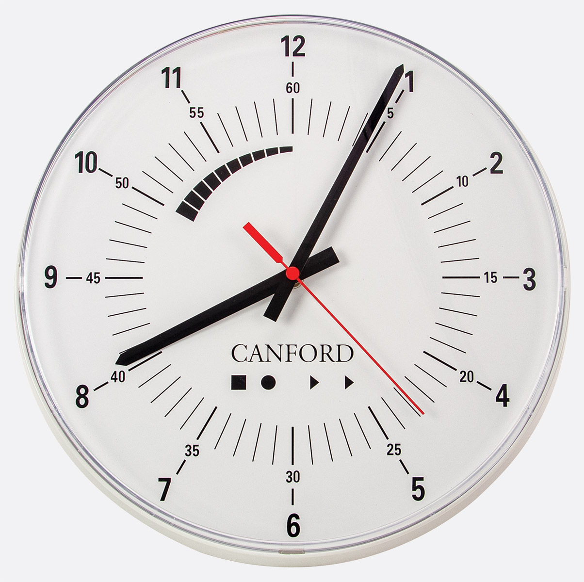 Canford Radio Controlled Broadcasters Clock Msf 300mm White Case Stepped Second Hand - 20 Wall Clock With Second Hand