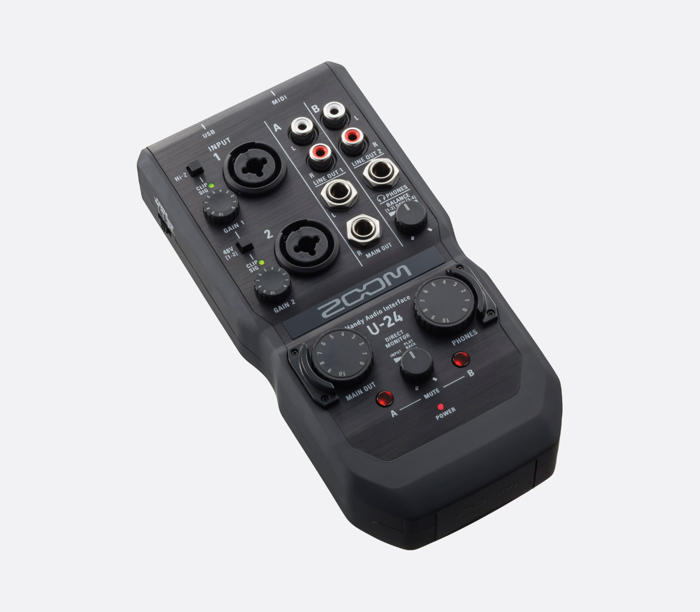 ZOOM U-24 USB AUDIO INTERFACE 2x4, mic/line in, +48V phantom, MIDI