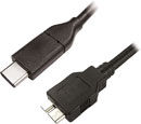 USB CABLE 3.1, Type C male - Type B-micro male, 3 metre, black