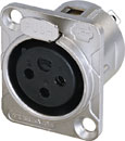 REAN RC3FDL XLR Female panel connector, nickel shell, tin-plated contacts, 3-pin