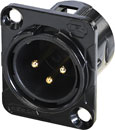 REAN RC3MDL-B XLR Male panel connector, black shell, gold-plated contacts, 3-pin
