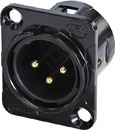 REAN RC3MDL-B XLR Male panel connector, black shell, gold-plated contacts, 3-pin