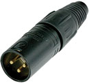 NEUTRIK NC3MX-B XLR Male cable connector, black shell, gold contacts
