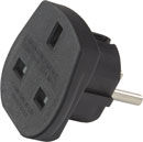 MAINS ADAPTER UK 3-pin female to Schuko male, 13A, 240V, black