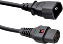 IEC-LOCK AC MAINS POWER CORDSET IEC-Lock C13 female - IEC C14 male, 2.5 metres, black