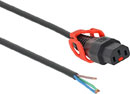 IEC-LOCK AC MAINS POWER CORDSET IEC-Lock+ C13 female - bare ends, 3 metres, black