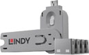 LINDY 40454 PORT BLOCKER KIT USB-A, 1x key, 4x locks, white