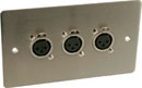 CANFORD CONNECTOR PLATE UK 2-gang, 3x XLR female, satin nickel