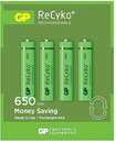 GP 65AAAHC RECYKO+ BATTERY, AAA size, NiMH, 650mAh (pack of 4)