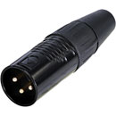 REAN RC3M-B XLR Male cable connector, black shell, gold-plated contacts, 3-pin