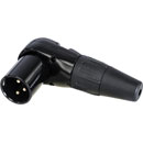REAN RC3MR-B XLR Male cable connector, black shell, gold-plated contacts, right-angle, 3-pin