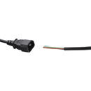 AC MAINS POWER CORDSET IEC C14 male - bare ends, 3 metres, black