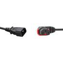 IEC-LOCK AC MAINS POWER CORDSET IEC-Lock horizontal left C13 female - IEC C14 male, 1 metre, black