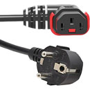 IEC-LOCK AC MAINS POWER CORDSET IEC-Lock horizontal right C13 female - SCHUKO, 3 metre, black