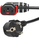 IEC-LOCK AC MAINS POWER CORDSET IEC-Lock horizontal left C13 female - SCHUKO, 3 metre, black