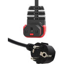 IEC-LOCK AC MAINS POWER CORDSET IEC-Lock vertical up C13 female - SCHUKO, 3 metre, black