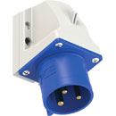 PCE 523-6 SPLASHPROOF 32A WALL MOUNTING APPLIANCE INLET, Straight, IP44, blue/grey