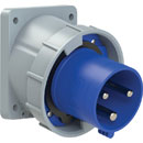 PCE 733-6 WATERTIGHT 63A PANEL MOUNTING APPLIANCE INLET, Angled, IP67, blue/grey