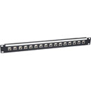 CANFORD CAT6A RJ45 PATCH PANEL, Economy, 1U, 1x16, Feedthrough, Screened, black