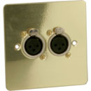 CANFORD CONNECTOR PLATE UK 1-gang, 2x XLR female, polished brass