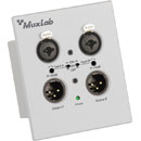 MUXLAB 500558 AUDIO CONVERTER Wallplate, 2-channel analogue to Dante, 2-gang US, white