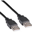 USB CABLE 2.0, Type A male - Type A male, PVC, 1 metre, black