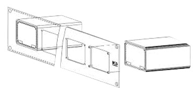 BCD EXTRUDED BOX RACKMOUNT PANEL 2U, 4 boxes