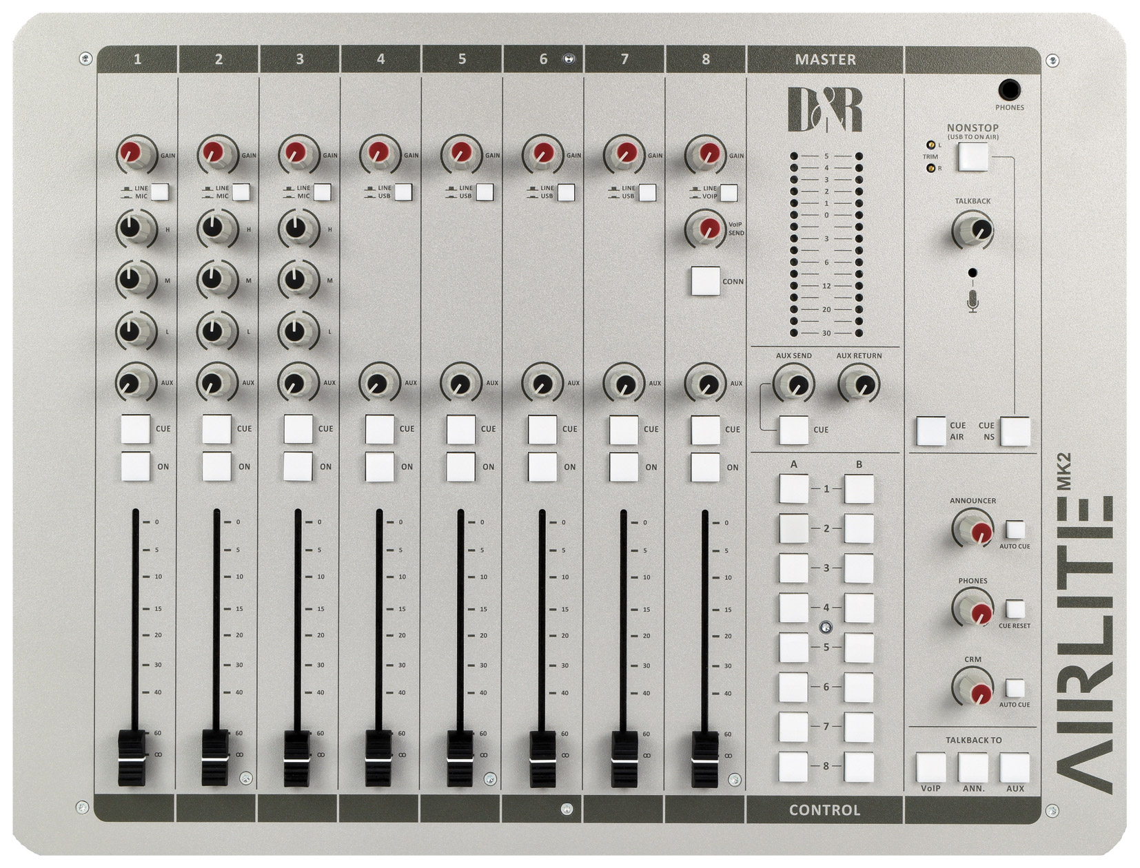 D&R AIRLITE-USB BROADCAST MIXER 3x XLR mic in, 8x RCA stereo in