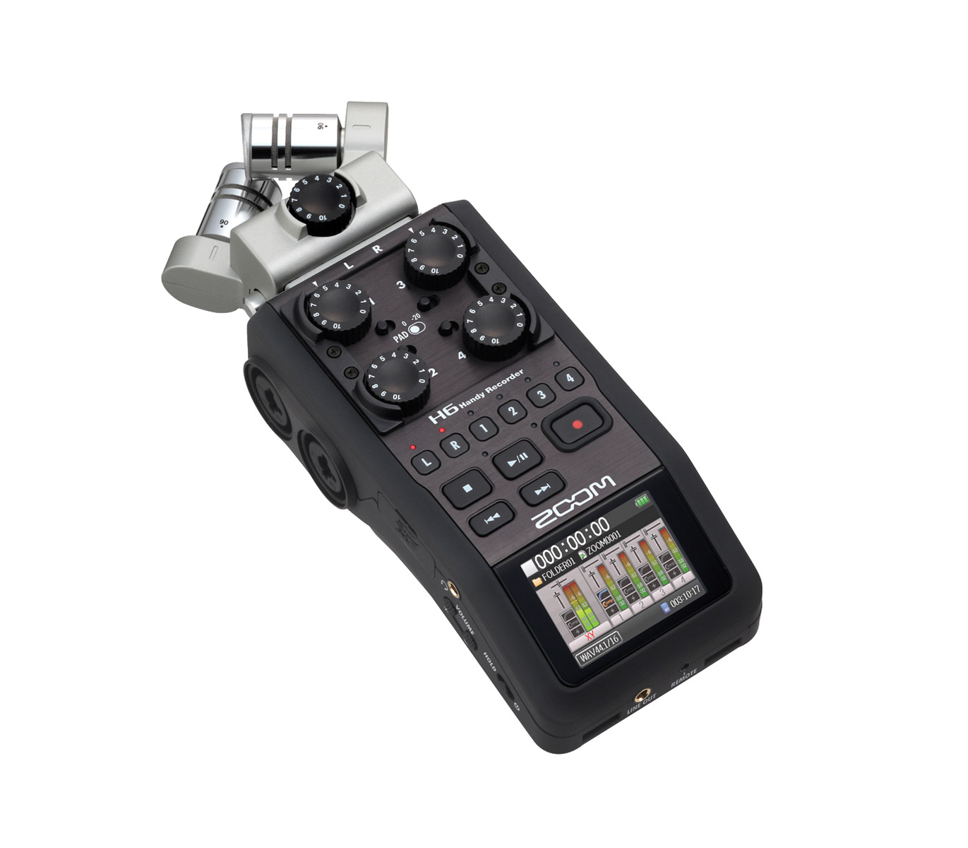 ZOOM H6 HANDY RECORDER Portable, MP3/WAV, SD/SDHC/SDXC card, modular