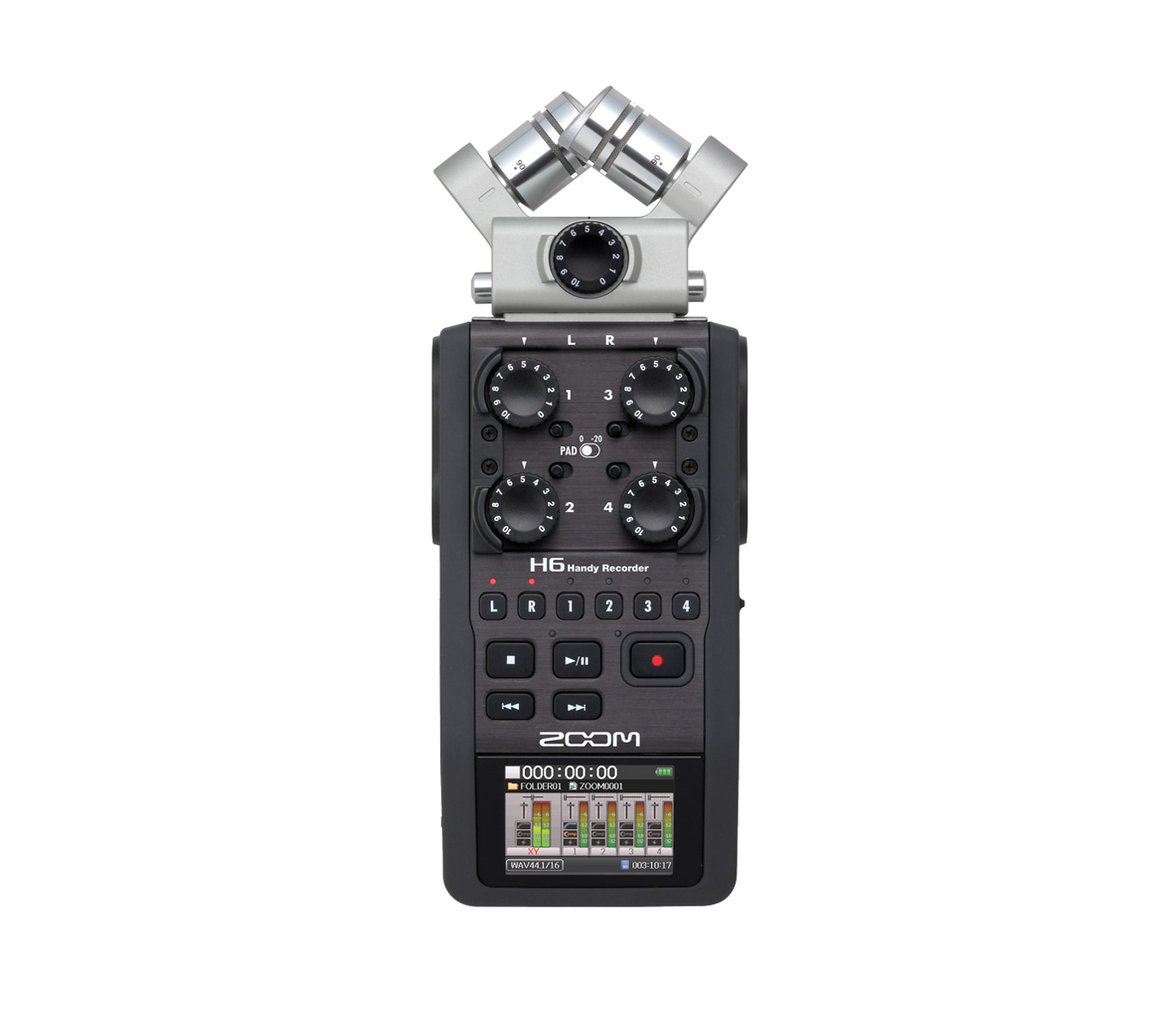 ZOOM H6 HANDY RECORDER Portable, MP3/WAV, SD/SDHC/SDXC card, modular