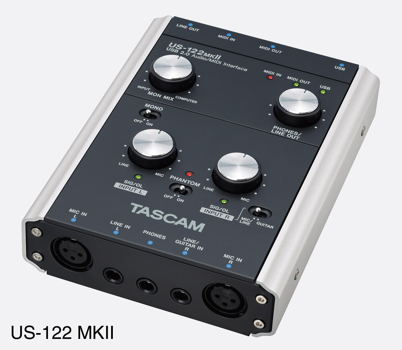 TASCAM US-144MKII USB AUDIO INTERFACE 2x mic/line in, S/PDIF, MIDI I/O,  line, monitor out